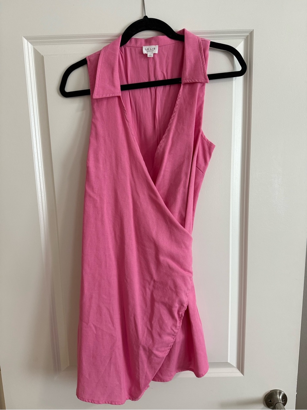 Le Lis Pink Sleeveless Faux-Wrap Mini Dress